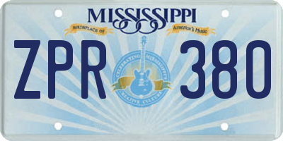 MS license plate ZPR380