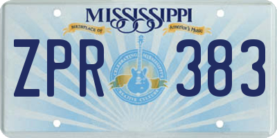 MS license plate ZPR383