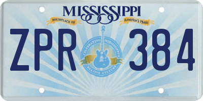 MS license plate ZPR384