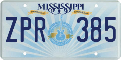 MS license plate ZPR385