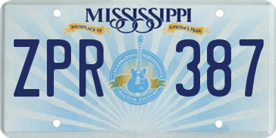 MS license plate ZPR387