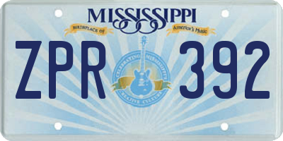MS license plate ZPR392