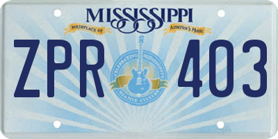 MS license plate ZPR403