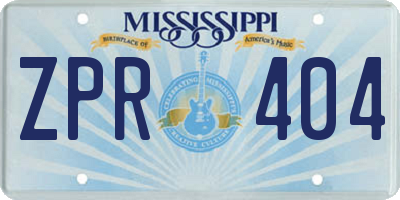 MS license plate ZPR404