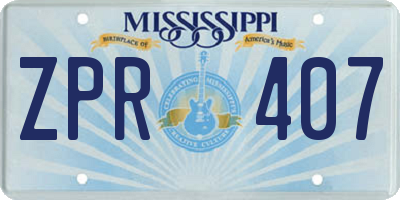 MS license plate ZPR407