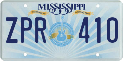MS license plate ZPR410
