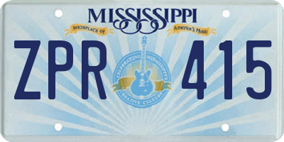 MS license plate ZPR415