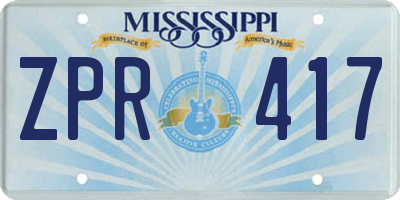 MS license plate ZPR417