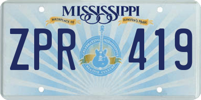 MS license plate ZPR419