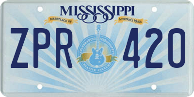 MS license plate ZPR420