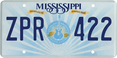 MS license plate ZPR422