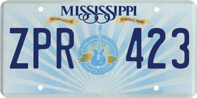 MS license plate ZPR423