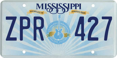 MS license plate ZPR427