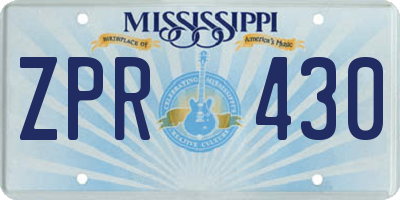 MS license plate ZPR430
