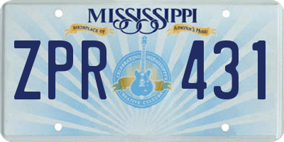 MS license plate ZPR431