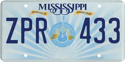 MS license plate ZPR433