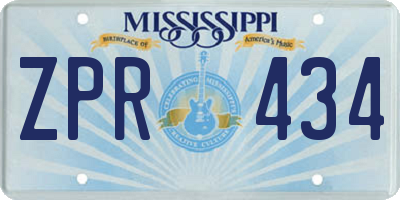 MS license plate ZPR434