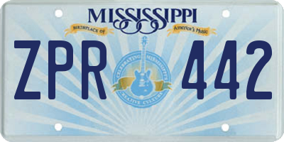 MS license plate ZPR442