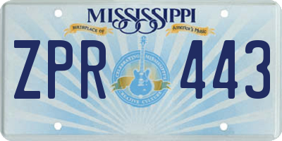 MS license plate ZPR443