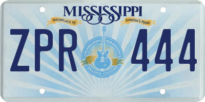 MS license plate ZPR444