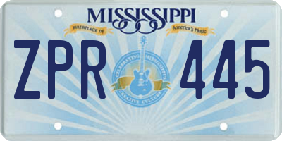 MS license plate ZPR445
