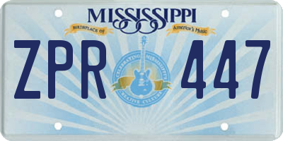 MS license plate ZPR447