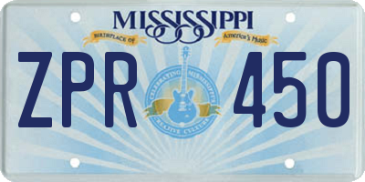 MS license plate ZPR450