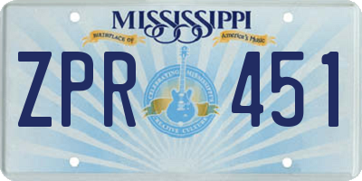 MS license plate ZPR451