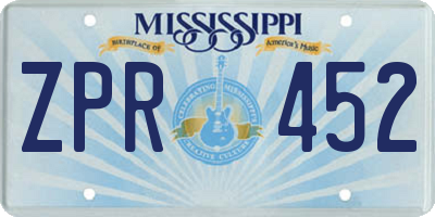 MS license plate ZPR452