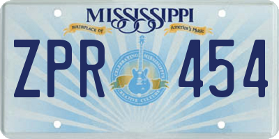 MS license plate ZPR454