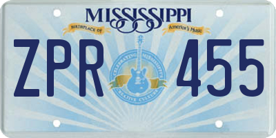 MS license plate ZPR455