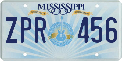 MS license plate ZPR456