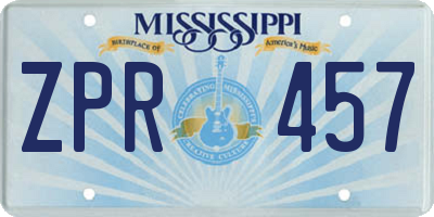 MS license plate ZPR457