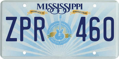MS license plate ZPR460