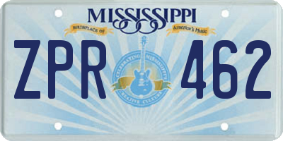 MS license plate ZPR462