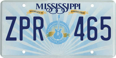 MS license plate ZPR465