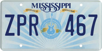 MS license plate ZPR467
