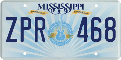 MS license plate ZPR468