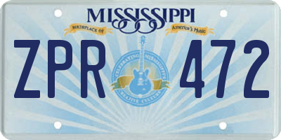 MS license plate ZPR472