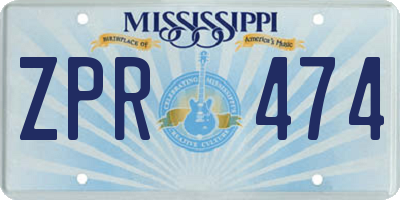 MS license plate ZPR474