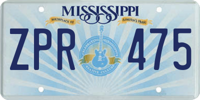 MS license plate ZPR475