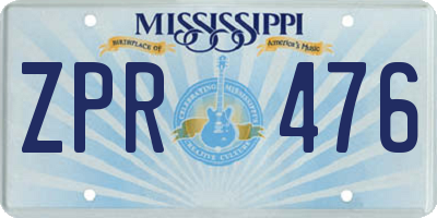MS license plate ZPR476