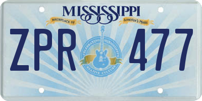 MS license plate ZPR477
