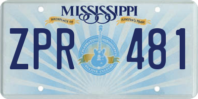 MS license plate ZPR481