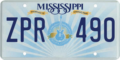 MS license plate ZPR490