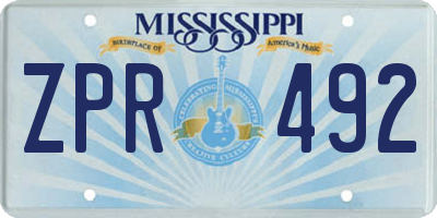 MS license plate ZPR492