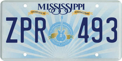 MS license plate ZPR493