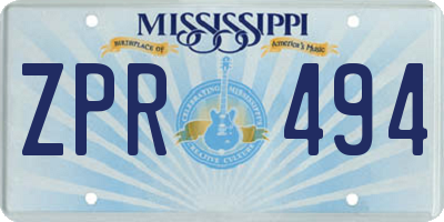 MS license plate ZPR494