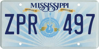 MS license plate ZPR497