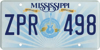 MS license plate ZPR498